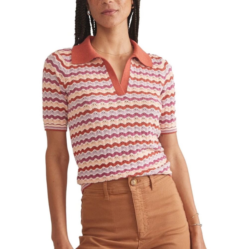 Marine Layer Spencer Polo Sweater Warm Wave